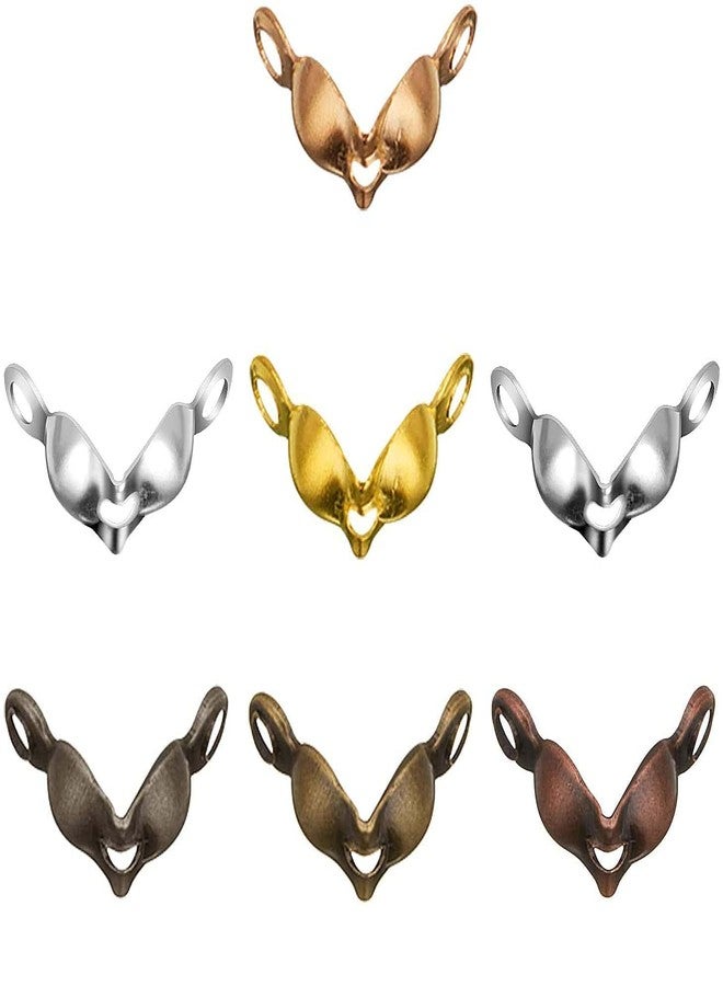 مجموعة أدوات يدوية الصنع، 50 قطعة، فضية اللون، أغطية عقد الخرز، أغطية عقد الخرز القابلة للطي، أغطية عقد الخرز المعدنية المفتوحة لصنع المجوهرات، لوازم يدوية الصنع (50 قطعة، فضية اللون)